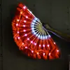 Abanico largo de seda degradado LED luminoso para danza, abanico de danza, accesorios de danza del vientre, actuación en bar, abanico multicolor