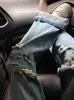 Jeans Reto Rasgado Novo Estilo Americano Retro de Verão para Mulheres, Tamanho Grande Emagrecedor Versátil Solto de Perna Larga Comprimento Total