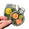 Marcapáginas de flores secas de primavera en una botella, colección artesanal de hojas transparentes, marcapáginas creativo para estudiantes, hecho a mano.