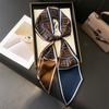 Cachecol longo estreito, cachecol de camisa, cachecol pied-de-poule, imitação de seda de camada dupla, bolsa de gravata feminina de outono e inverno, gravata de cabelo de primavera e verão