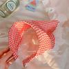 Diadema Estilo Francés Cuadros Azules Encaje Triángulo Toalla Mujeres Baotou Estilo Pastoral Diadema Sentido Avanzado Atmósfera Costera