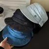 Sombrero de Montar Plano de Mezclilla Retro Japonés para Mujer, Moda de Verano Versátil Boina Sombrilla Que Hace que la Cara Parezca Más Pequeña