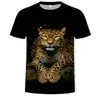Ventas Directas de Fábrica Camiseta de Moda Estampada para Hombre León Tigre Impresión Digital 3D Top de Manga Corta