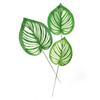 Tecido de Seda Simulado Folhas de Rabanete Verde Galho Único Estampa Branca Folhas de Flores Folhas Falsas Decoração de Planta Acessórios de Árvore Grande e Pequena Guanyin Gotejante
