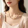 Cadena para Clavícula de Perla Barroca Collar Natural de Agua Dulce Piedra Natural Irregular Cristal Collar de Atmósfera para Citas