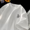 Playera de Manga Corta Tipo Waffle para Hombre Verano Peso Pesado Sencilla a la Moda Marca Combinable Holgada Casual Bordada Manga Corta