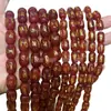 Ágata Preta Natural e Vermelha Banhada a Ouro Seis Palavras Mantra Contas Cilindro Semi-Acabadas Acessórios para Joias DIY Atacado em Vários Tamanhos