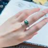 Anillo de loto de plata esterlina S925 cloisonné de estilo étnico con personalidad femenina, diseño de nicho, anillo de dieta ajustable.