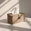 Caixa de Tecido de Palha de Rattan Feita à Mão Multifuncional Sala de Estar Caixa de Armazenamento para Controle Remoto Caixa de Tecido para Carro B&B Retro Mesa
