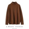 Suéter Gola Alta Igual ao de Faye Wong Lã Pura Outono e Inverno Novo Suéter Espesso Solto Tricotado Camisa para Sobreposição Interna Tamanho Grande