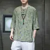 Camiseta de Manga Curta para Homem, Top de Gola Redonda Estilo Antigo, Camiseta de Marca Moderna de Manga Meia-Manga Solta, Camiseta Novo Estilo Chinês, Tamanho Grande em Estoque
