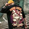 Camiseta Hip-Hop Urso Solta Manga Curta 2026 Tendência Europeia e Americana Tamanho Grande Masculino Estilo Hong Kong Tamanho Grande Gola Redonda Manga Meia