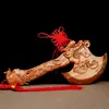 Sala de Estar Autêntica Pingente de Machado de Madeira Pêssego Pequeno Mudança Casamento Sentado Fu Chunzheng Ornamentos de Casa na Cidade Casa Nova Artesanato de Machado