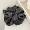 Goma para el pelo de Satén de Gasa Estilo Coreano con Perlas Estrelladas, Diadema de Strass Irregular de Gama Alta, Cuerda Elegante para Cola de Caballo