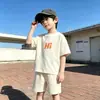 Conjunto de Verano de Manga Corta para Niños: Conjunto de Dos Piezas de Camiseta y Shorts Estilo Coreano Lindo para Niños Mayores, Conjunto Elegante para Niños y Niñas