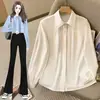 Camisa de mujer, atuendo profesional para entrevista, alta gama, resistente a las arrugas, top formal, de manga larga, corte ajustado
