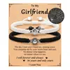 Nuevo Pulsera Trenzada de Proyección 'Te Amo' en Cien Idiomas de Amazon Pulsera Versátil de Cuerda Blanca y Negra Set para Pareja