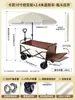 Carrito de camping para exteriores, carrito de camping grande plegable, carrito para exteriores con parasol, carrito de empuje portátil para montar puestos