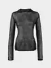 Top de Malla Transparente Hueca de Punto para Mujer Picante, Venta Caliente Transfronteriza Europea y Americana, Manga Larga, Ropa Exterior Cubre-todo