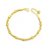 Estilo Familiar Pu Zuo Zhou Mismo Estilo 24K Oro Brillante Biselado Tallado Ojo de Gato Pulsera Collar Super Brillante Cepillado Disco Conjunto de Cuentas
