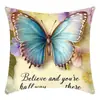 TEMU Funda de Almohada de Lino con Estampado de Mariposa 3D Imitación Color Retro Mariposa con Lentejuelas Brillantes