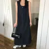 Elegante vestido de tirantes de mezclilla sin mangas estilo coreano para mujer
