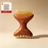 Raspador massageador de chifre de sândalo verde, pente massageador de chifre em forma de arco, pente de madeira portátil para uso doméstico, pente de chifre portátil