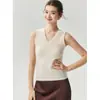 Suéter Tricot Baicai Velvet 100% Caxemira Novo Gola V Outono/Inverno 2026 Novo Colete com Acabamento Franzido Slim Fit Camada Base