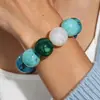 BZ2427 Cuentas Redondas de Nube Geométricas Acrílicas Estilo Bohemio Europeo Hilos Perla de Imitación Pulsera Elástica para Mujer Femenina