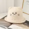 Novo Chapéu Bucket de Lã de Cordeiro com Orelhas de Gato para Mulheres, Estilo Coreano Outono e Inverno, Tendência, Espessado, Quente, Versátil, Chapéu Pequeno Fofo