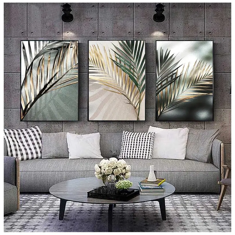 Golden-Palm-Leaf-Plant-Canvas-