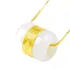 Colgante de Oro Puro Incrustado con Jade y Jade Hetian para Hombres y Mujeres, Cuentas de Transferencia de Pareja de Jade Blanco, Marco Dorado Regalo al por Mayor