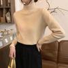 Camisa de punto de terciopelo de una pieza gruesa con forro polar para mujer, nueva blusa adelgazante de otoño e invierno con cuello alto medio, suéter cálido