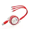 Cable de carga rápida retráctil cuatro en uno de 100W, cable de datos de almacenamiento portátil multifuncional uno a cuatro para teléfonos móviles, portátiles y uso en el coche
