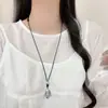 Collar Largo Estilo Coreano Ins Corazón Plateado con Cascabel y Cordón Negro para Mujer, Cadena para Clavícula Simple Versátil de Lujo Ligero Nicho