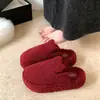 Chinelos de Algodão Quentes e Modernos Baotou Versátil Sola Grossa Estilo Simples 2026 Chinelos de Pelo Femininos de Inverno Meio Chinelo com Plus Veludo