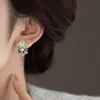 Pendientes de Perla Estilo Retro Jardín de Monet Pendientes Populares de Pintura al Óleo de Gama Alta Pendientes de Lujo Accesible para Mujer Pendientes de Diseño de Nicho