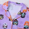 Comercio Electrónico Transfronterizo Verano Morado Conjunto de Ropa para el Hogar Estampado de Halloween Camisa de Manga Corta Pantalones Cortos Pijama Europeos y Americanos Venta al por Mayor