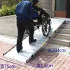 Rampa de Aleación de Aluminio Plateada Sin Barreras Portátil Antideslizante Plegable Móvil Rampa de Escalera Almohadilla de Escalón para Subir
