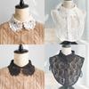 Cuello falso de encaje de flores, estilo coreano, combina con todo, cuello de camisa profesional para mujer, negro, otoño e invierno, cuello falso decorativo, blanco, invierno