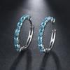 Moda Europea y Americana Aretes Plateados Elegantes Aretes para Mujer Deslumbrantes Coloridos de una Sola Fila con Circonitas Joyería de Venta Caliente Transfronteriza