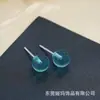 Brincos Pequenos Redondos de Bio-Porcelana com Contas Pop de Agulha Alta Transparência 8mm Antialérgicos de Cerâmica Pura para Cuidado com a Orelha Brincos Cor Cristal