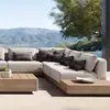 Conjunto de Sofá e Mesa de Centro Nórdico para Exterior para Pátio, Jardim, Varanda de Hotel, Resistente à Água e ao Sol, Móveis de Madeira Maciça para Lazer ao Ar Livre