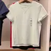 Modelo de Colaboração/Camiseta Feminina Redonda de Manga Curta/Algodão de Manga Curta Cor Sólida Slim Fit Top Curto Camiseta de Estilo Simples 484001