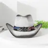Exportação Transfronteiriça 2026 Novo Chapéu de Cowboy Ocidental Preto de Verão para Viagens ao Ar Livre Chapéu de Palha Panama de Aba Larga