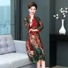Vestido cheongsam de estilo chino de primavera para mediana edad, nuevo, mejorado, vestido de novia plisado, traje Tang sobre la rodilla, vestido diario