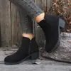 Nuevas Botas Martin de Tacón Alto Grueso de Talla Grande para Otoño 2025 para Mujer, Estilo Europeo y Americano, Punta Redonda Cómoda, Cremallera Lateral, Botas de Mujer de Exportación