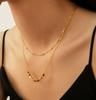Colar Feminino Casual de Duas Camadas com Contas Acessórios Elegantes Moda de Nicho Exquisito Joias Empilhadas Corrente para Suéter Outono e Inverno