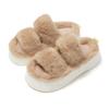 Pantuflas Peludas Rosas Premium de Suela Gruesa 2025 Nuevas para Mujer Otoño/Invierno Uso Exterior Pantuflas Suaves de Algodón con Aumento de Tacón Alto