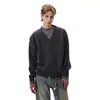 Suéter de Punto Retro Americano Falso de Dos Piezas Destruido con Cuello en V para Hombres y Mujeres en Otoño e Invierno Nicho Holgado Perezoso Casual